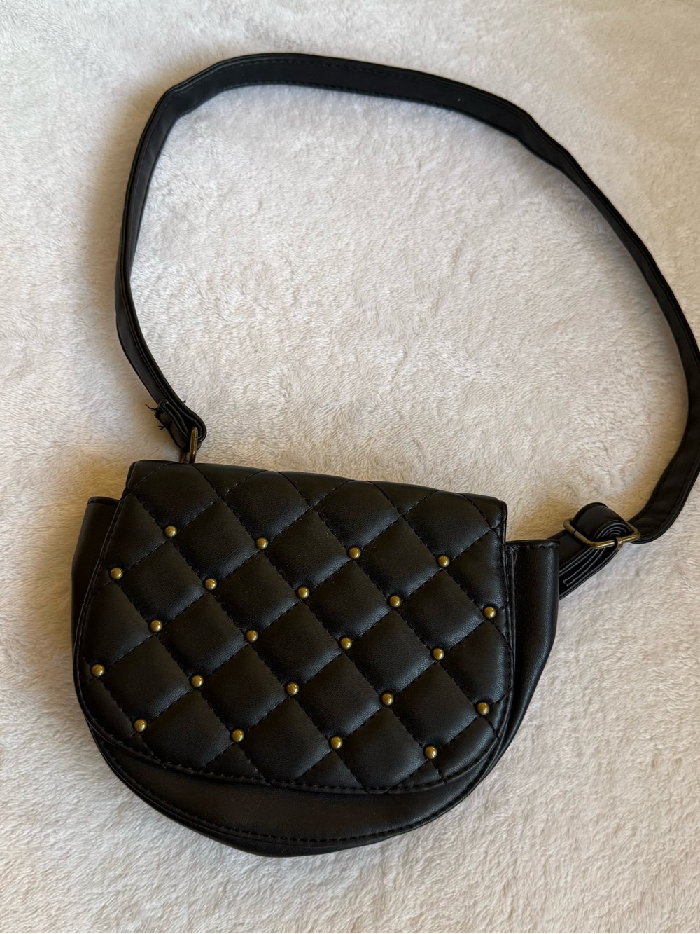 Girls kids art class Black Quilted Stud Crossbody Bag - mini